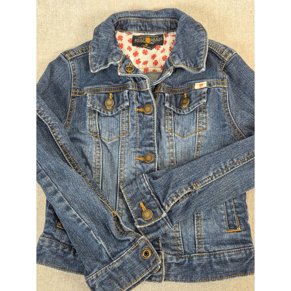 LUCKY BRAND Girls 6 Jean Jacket Trucker Retro Denim Dark Wash‎ Stretch 2014